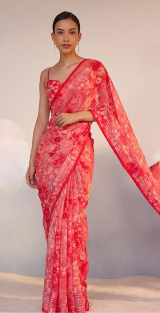 MG 528 Pure Georgette Digital Printed Designer Saree Suppliers In India